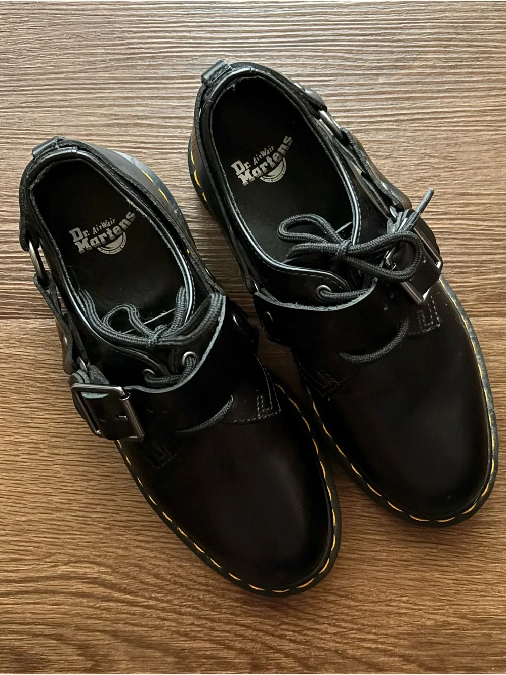Dr. Martens Henree Polished Smooth Leather Buckle Shoes